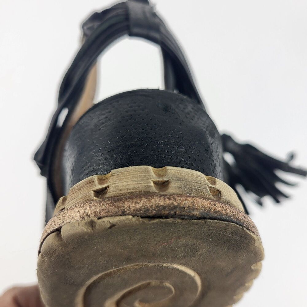 A.S. 98 Petrona Womens Black Distressed Tassel Boho Sandal - Picture 12 of 16